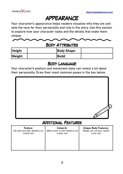 Pro Character Creation Worksheet Preview 2